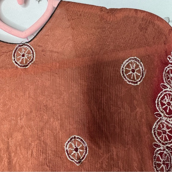 Bohemian Burgundy Lace Kimono robe cardigan one size fits all embroidered - Picture 12 of 15